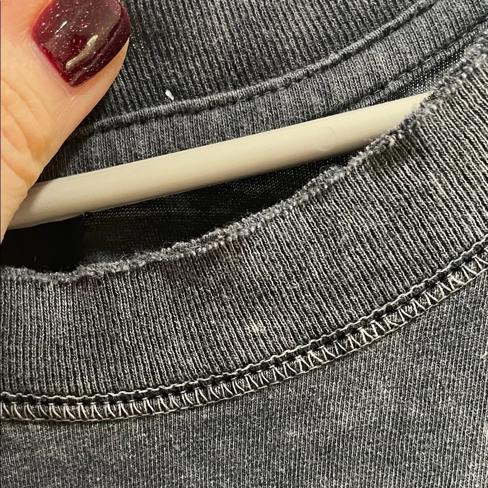 Free People Movement Blue Grey Tunic Leg Day Top XS Oversized Raw Edge - Picture 7 of 8